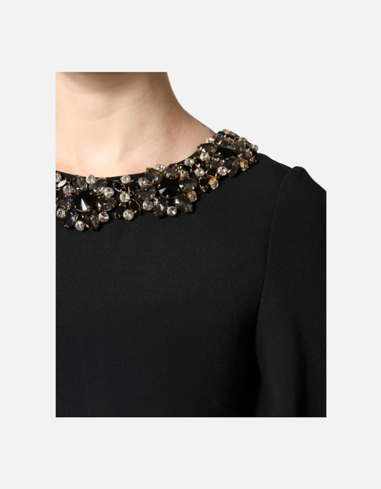 Crystal Embellished A-Line Shift Mini Dress Women - Black Dresses