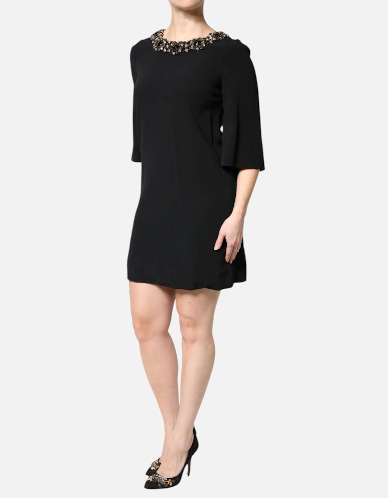 Crystal Embellished A-Line Shift Mini Dress Women - Black Dresses
