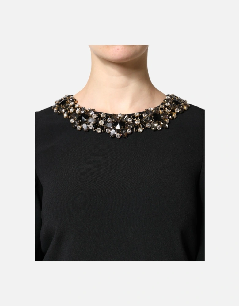 Crystal Embellished A-Line Shift Mini Dress Women - Black Dresses