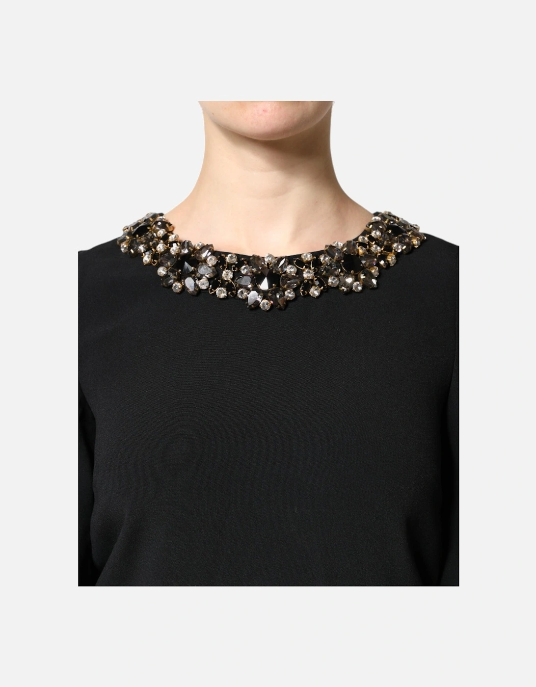 Crystal Embellished A-Line Shift Mini Dress Women - Black Dresses