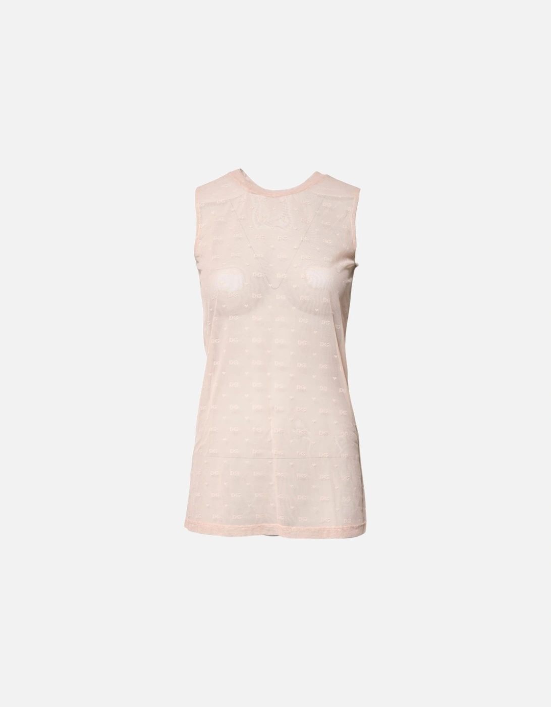 Round Neck Nylon Sleeveless Tank Top Women - Beige T-Shirts, 5 of 4