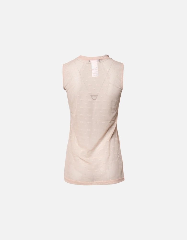 Round Neck Nylon Sleeveless Tank Top Women - Beige T-Shirts