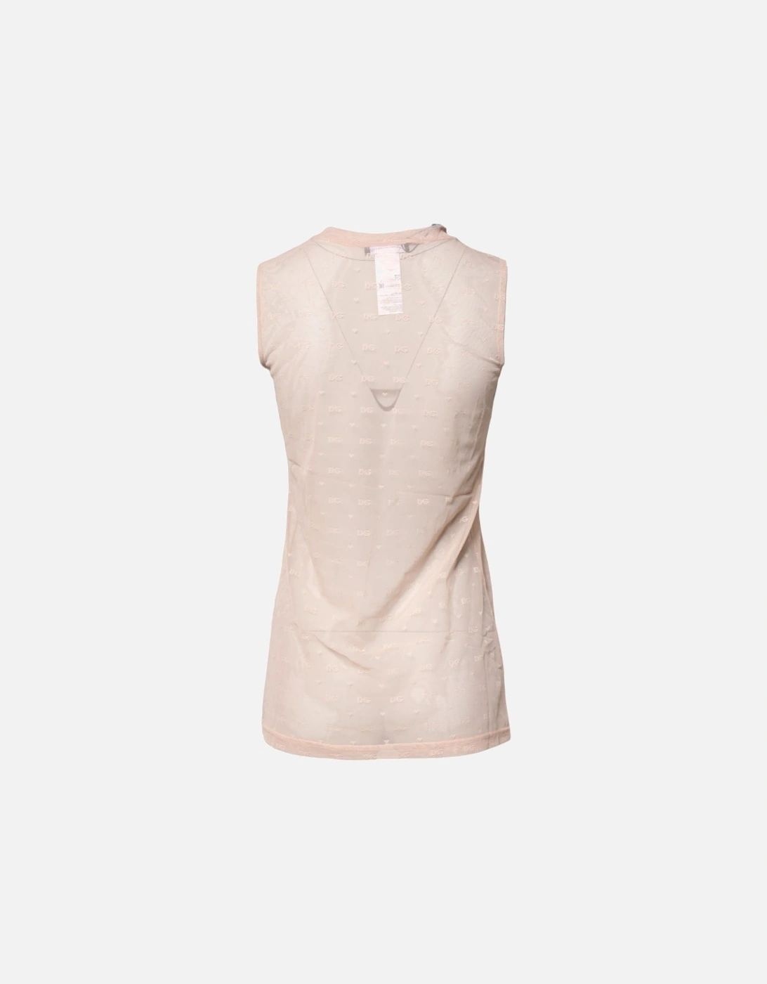 Round Neck Nylon Sleeveless Tank Top Women - Beige T-Shirts
