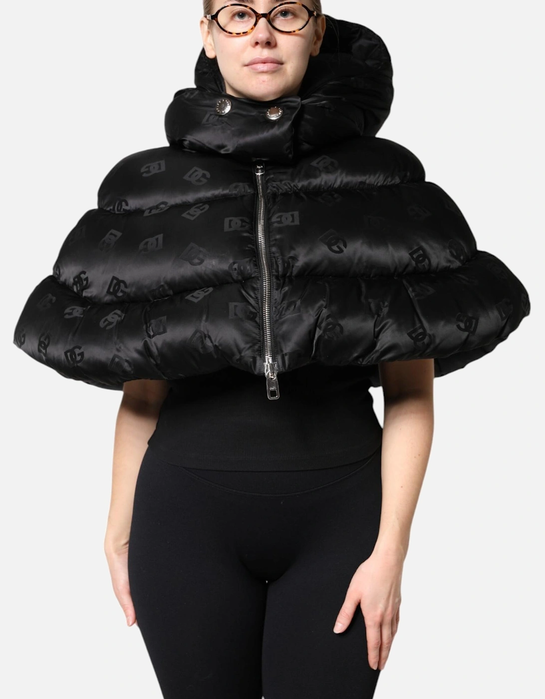 Hooded Padded Short Jacket with Zip Closure Women - Black Jackets, 6 of 5