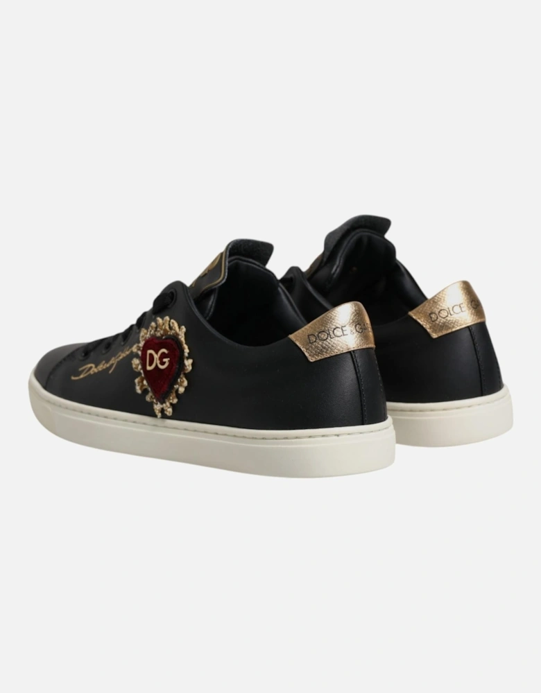 Low-Top Calf Leather Lace-Up Sneakers Women - Black