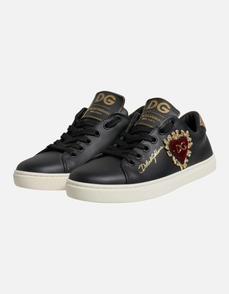 Low-Top Calf Leather Lace-Up Sneakers Women - Black