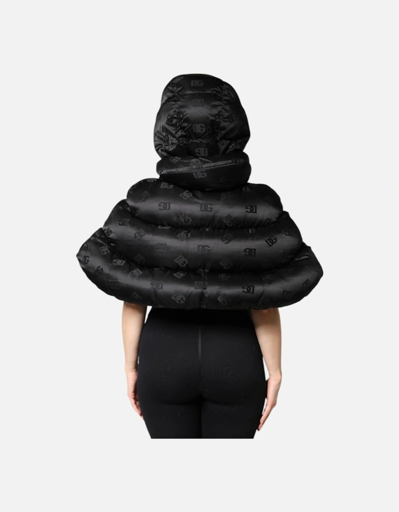 Hooded Padded Short Jacket with Zip Closure Women - Black Jackets