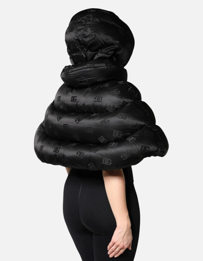 Hooded Padded Short Jacket with Zip Closure Women - Black Jackets