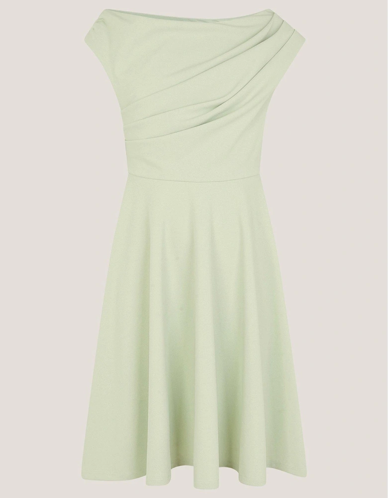 Girls One-shoulder Drape Skater Dress - Light Green