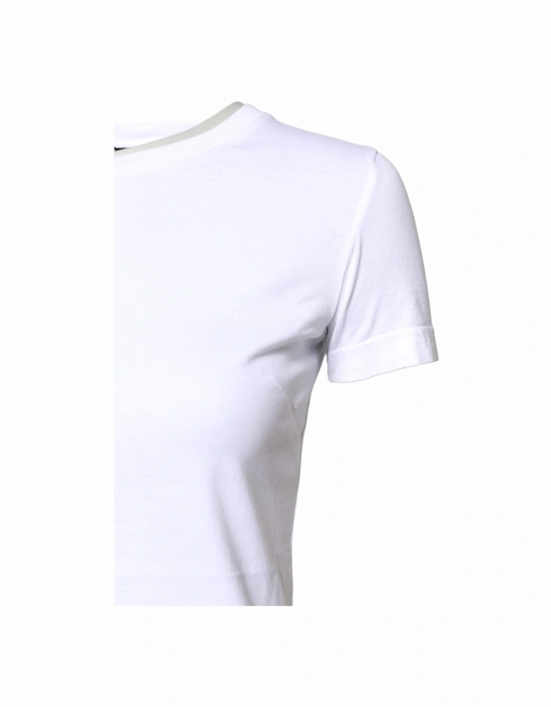 Short Sleeves Crew Neck Cotton T-Shirt Women - White