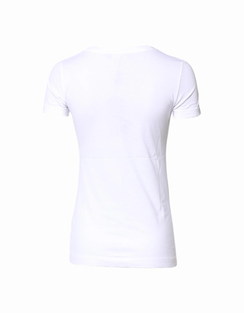 Short Sleeves Crew Neck Cotton T-Shirt Women - White
