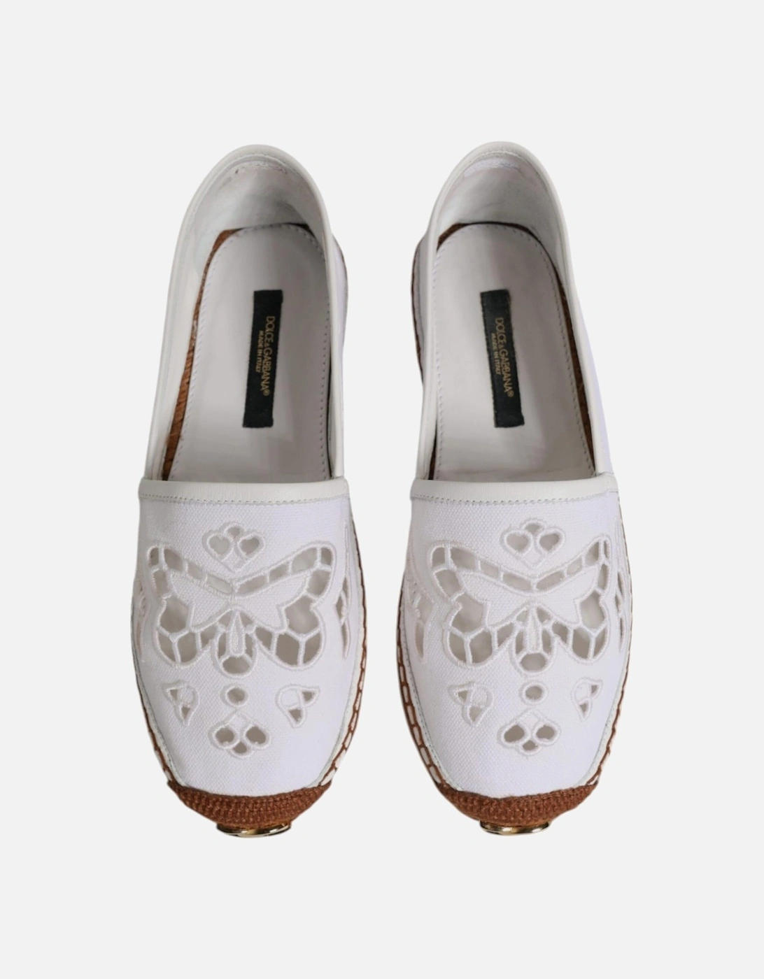 Embroidered Canvas Espadrille Slip-On Loafers Women - White Flats