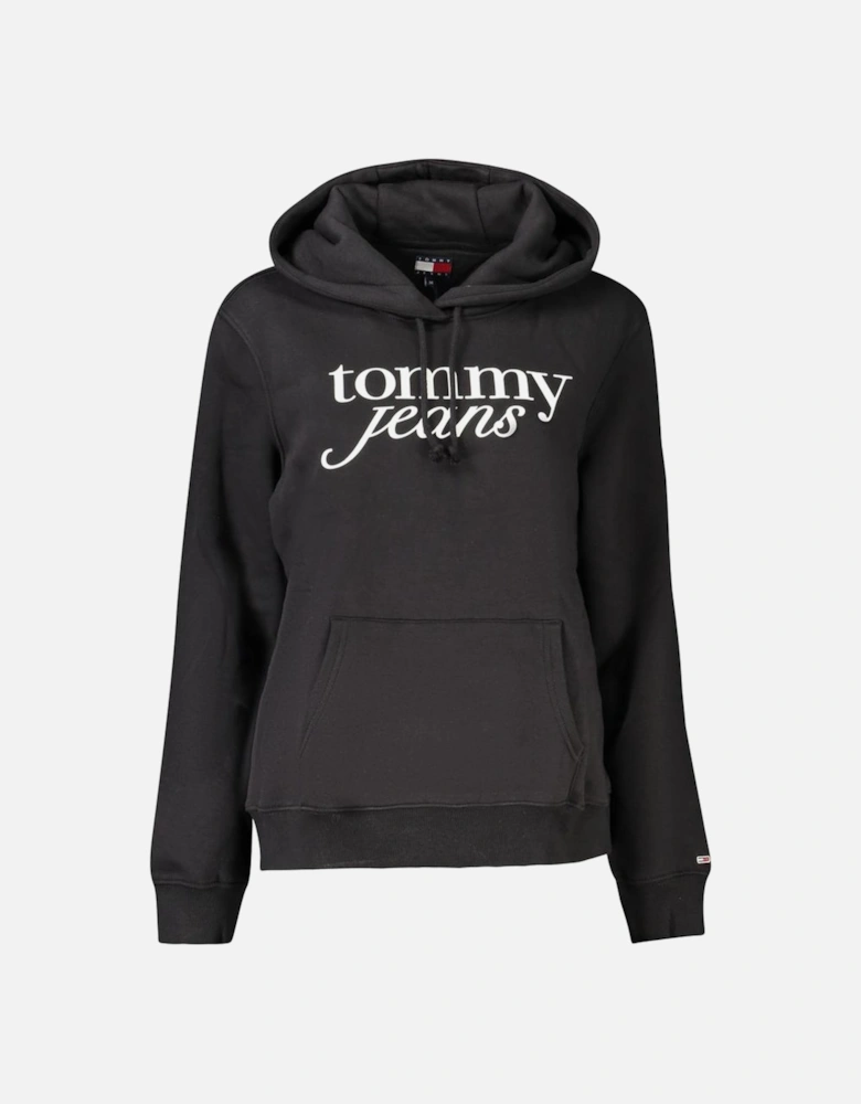 Long-Sleeve Printed Hooded Sweatshirt Women - Black Sweaters