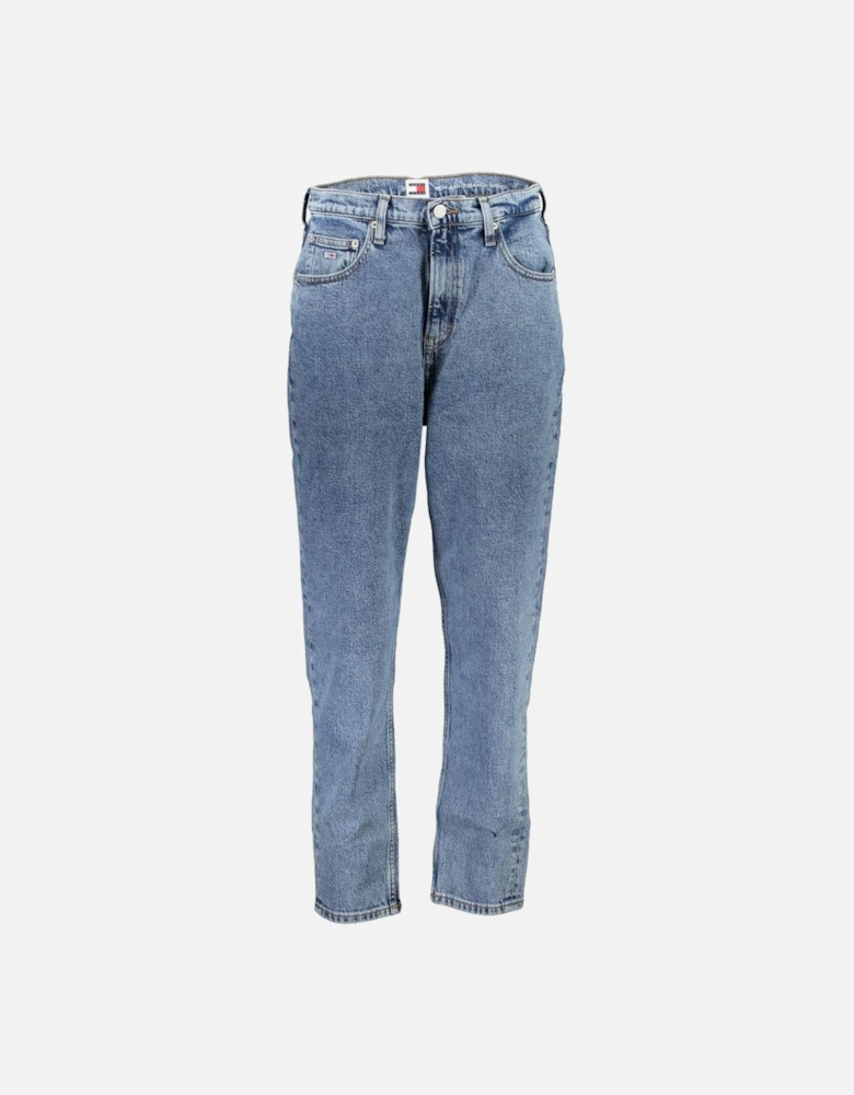 Ultra High Tapered Mom Jeans with Embroidery Women - Blue Jeans
