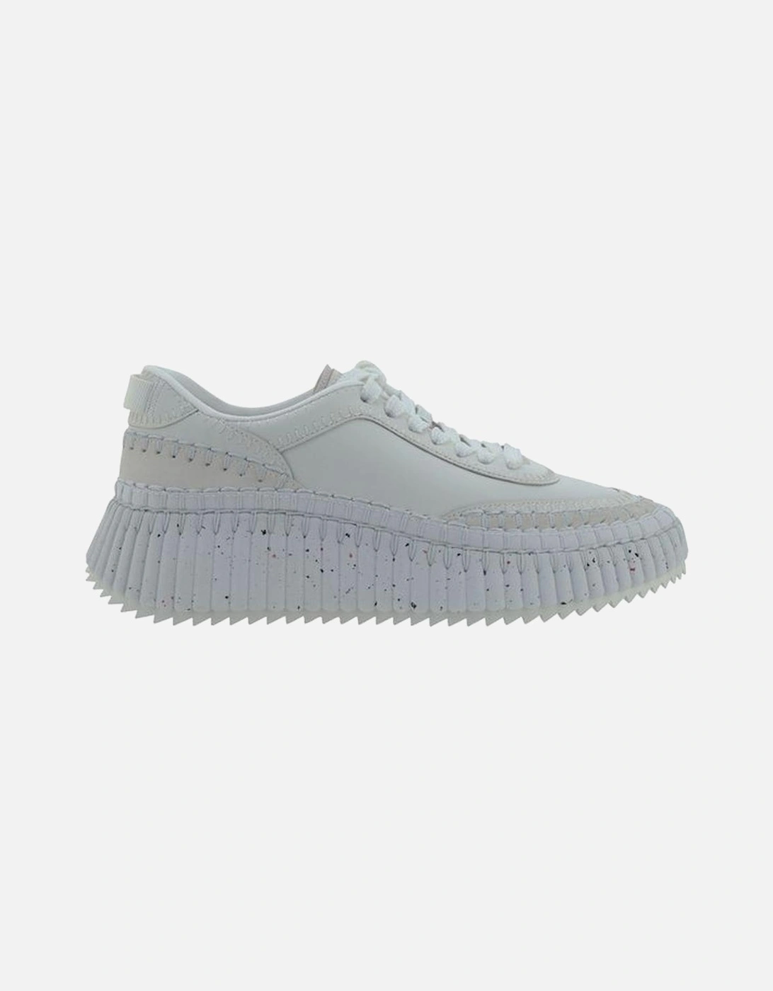 Calfskin Sneakers with Mesh Panels and Platform Sole Women - White, 5 of 4