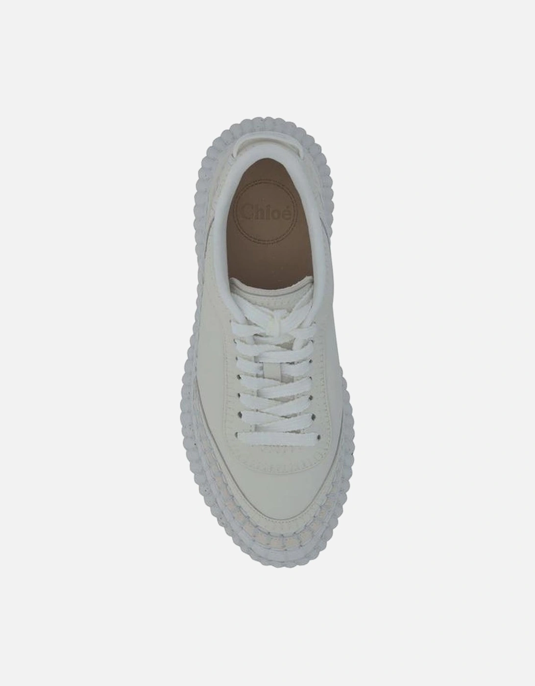 Calfskin Sneakers with Mesh Panels and Platform Sole Women - White