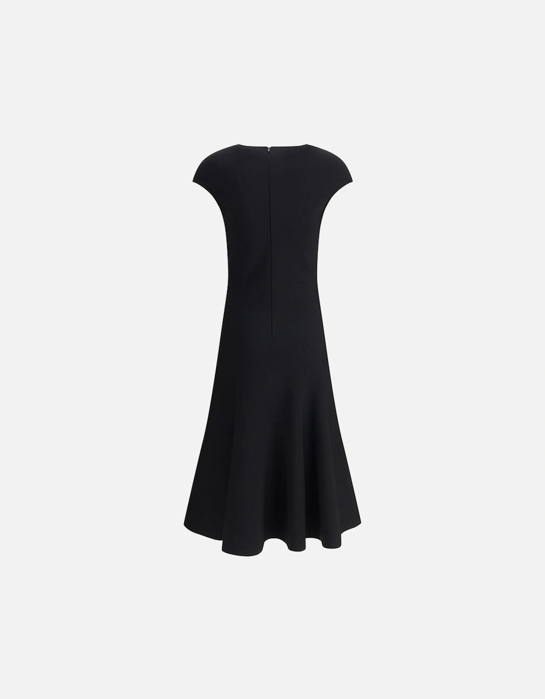 ALine Midi Dress Short Sleeves Women - Black Dresses