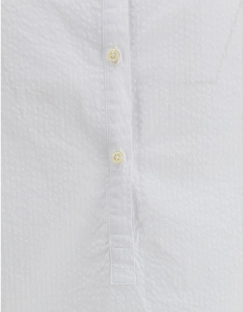 Striped Sleeveless Cotton Top with Back Button Closure Women - White