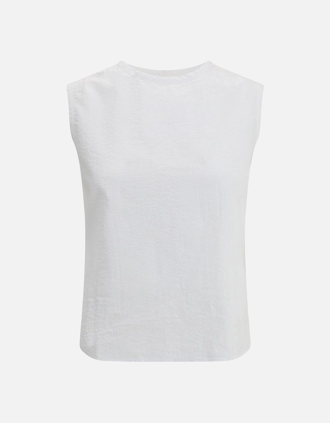 Striped Sleeveless Cotton Top with Back Button Closure Women - White, 4 of 3