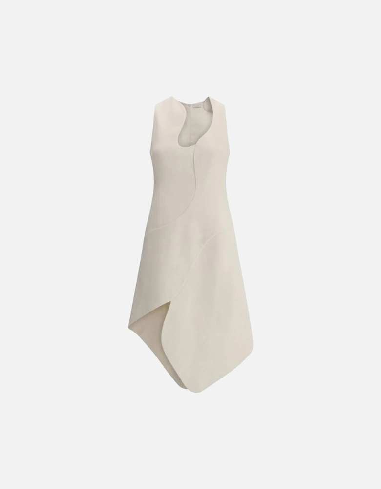 Asymmetrical Hem Dress Cutout Detail Women - White Dresses