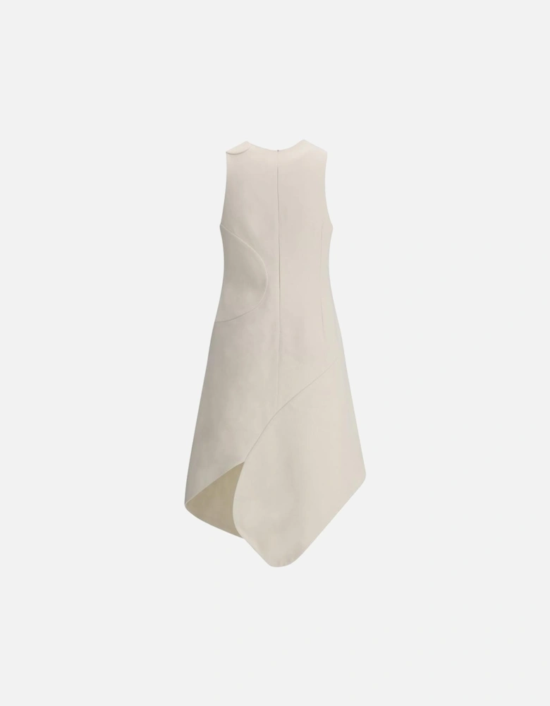 Asymmetrical Hem Dress Cutout Detail Women - White Dresses