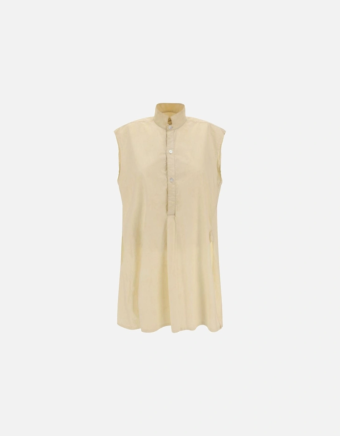 Sleeveless Cotton Shirt with Mandarin Collar Women - Cream, 4 of 3