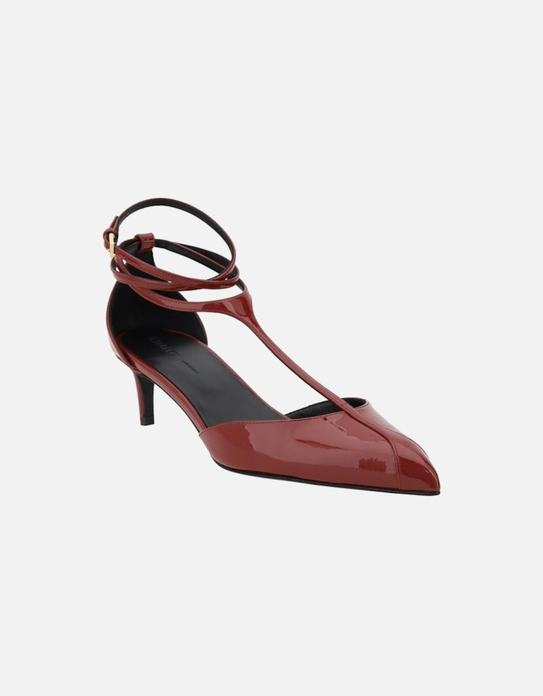 Elegant T-Strap Almond Toe Mia Pumps Women - Red