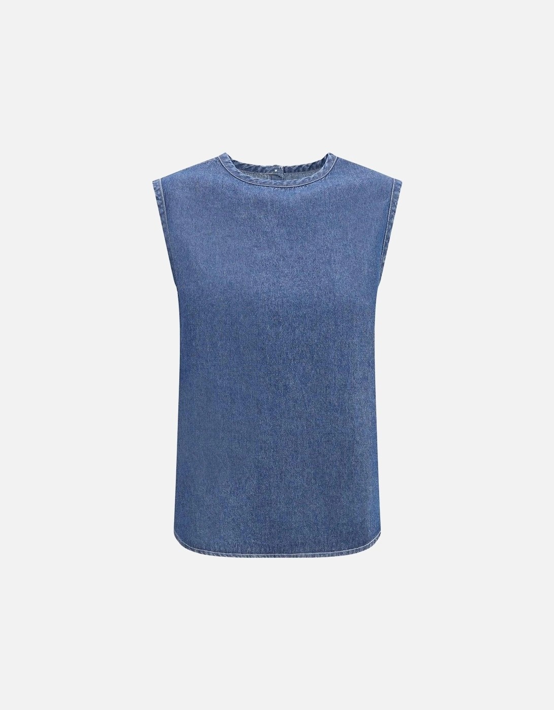 Cotton Striped Sleeveless Top with Back Button Closure Women - Blue, 4 of 3
