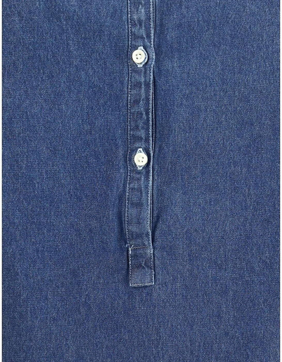 Cotton Striped Sleeveless Top with Back Button Closure Women - Blue