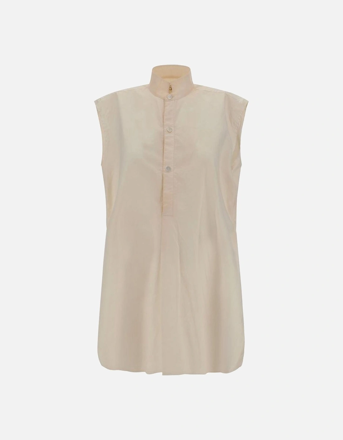 Sleeveless Oversized Cotton Shirt with Mandarin Collar Women -, 4 of 3