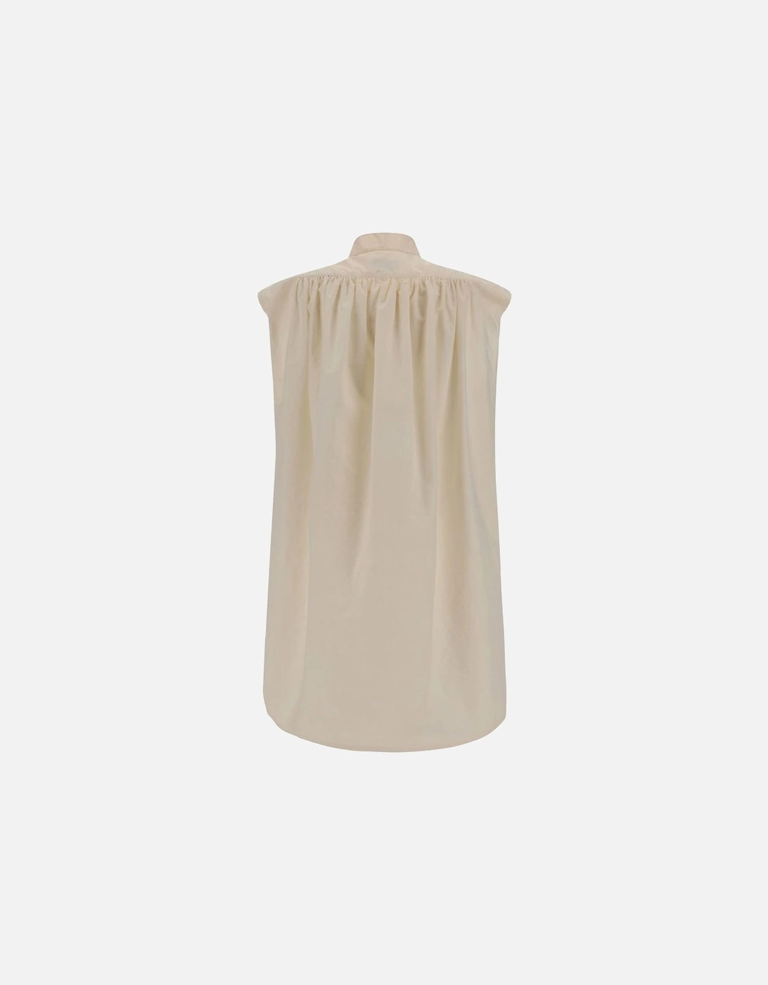 Sleeveless Oversized Cotton Shirt with Mandarin Collar Women -