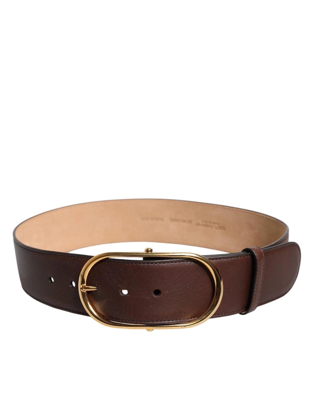High Quality Leather Belt with Metal Logo Buckle Women - Brown