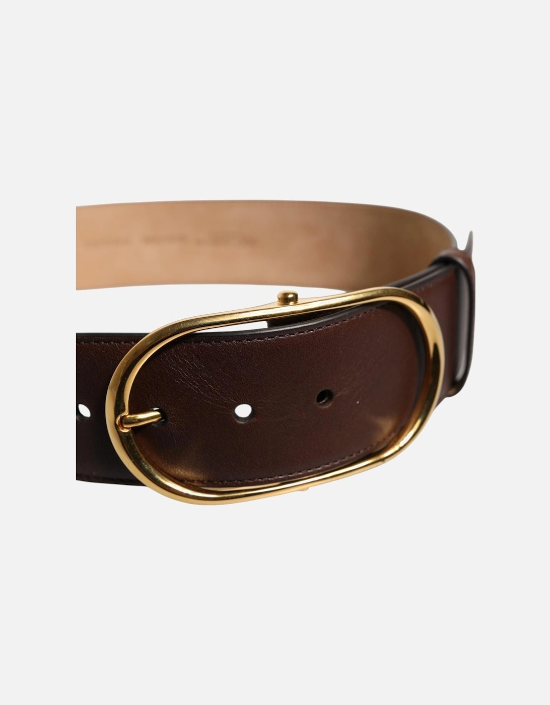 High Quality Leather Belt with Metal Logo Buckle Women - Brown