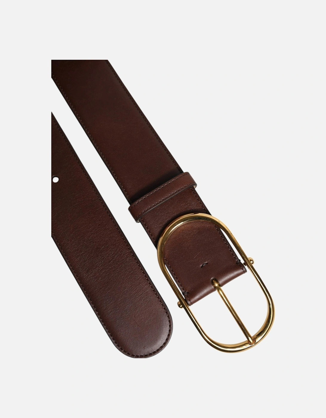 High Quality Leather Belt with Metal Logo Buckle Women - Brown