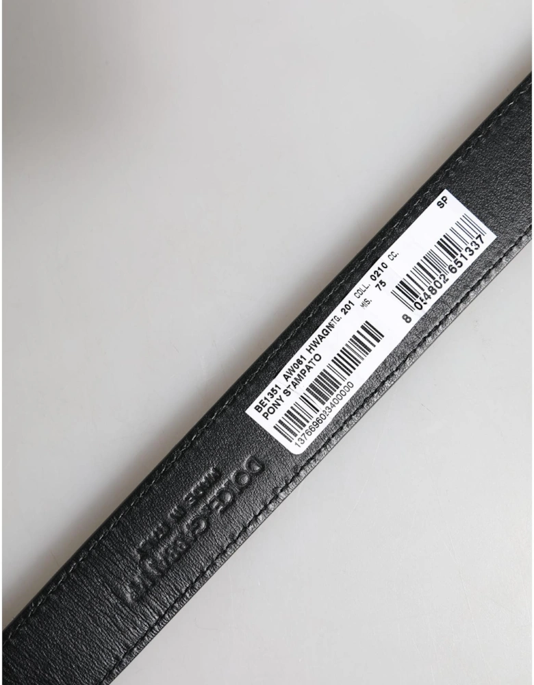 Leather Belt with Metal Logo Buckle Women - Brown