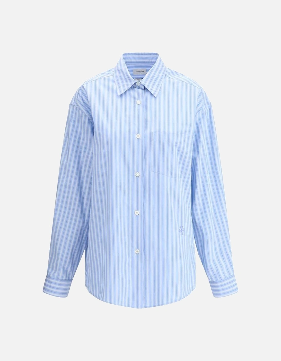 Slim-Fit Cotton Blend Button-Up Shirt Women - Blue, 4 of 3