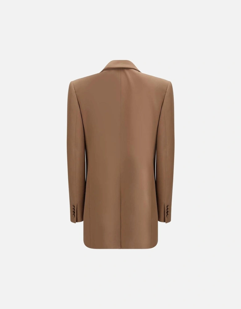 Single-Breasted Peaked Lapel Blazer Women - Beige Suits