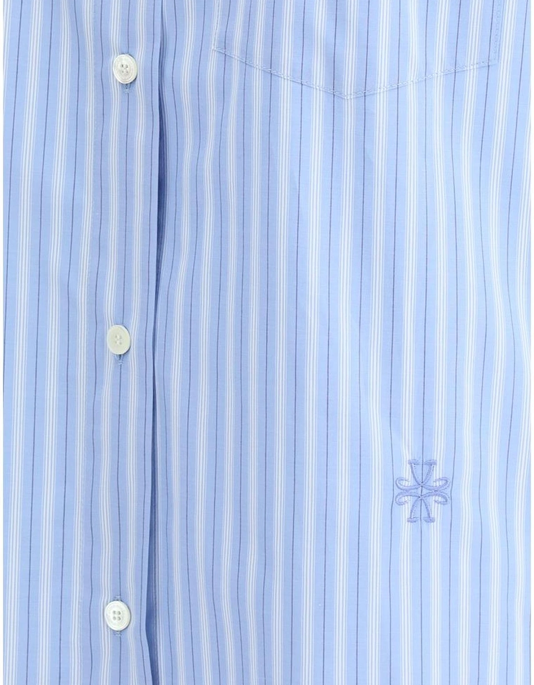 Slim-Fit Cotton Blend Button-Up Shirt Women - Blue