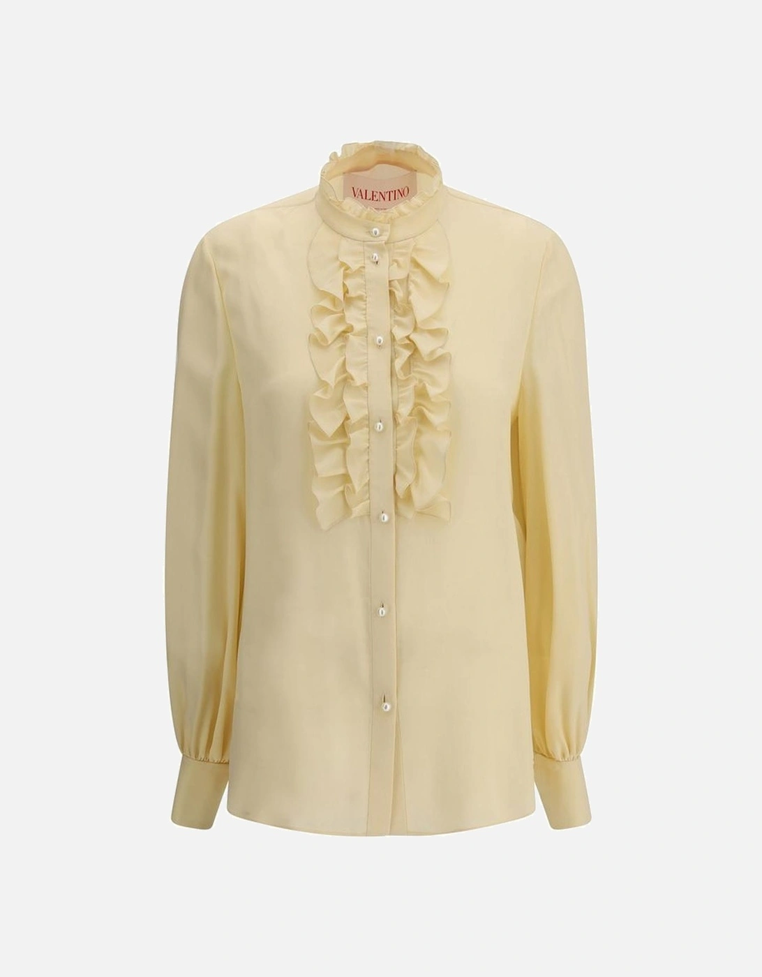 Silk Blouse with Pearl Accents Women - Cream Shirts, 4 of 3