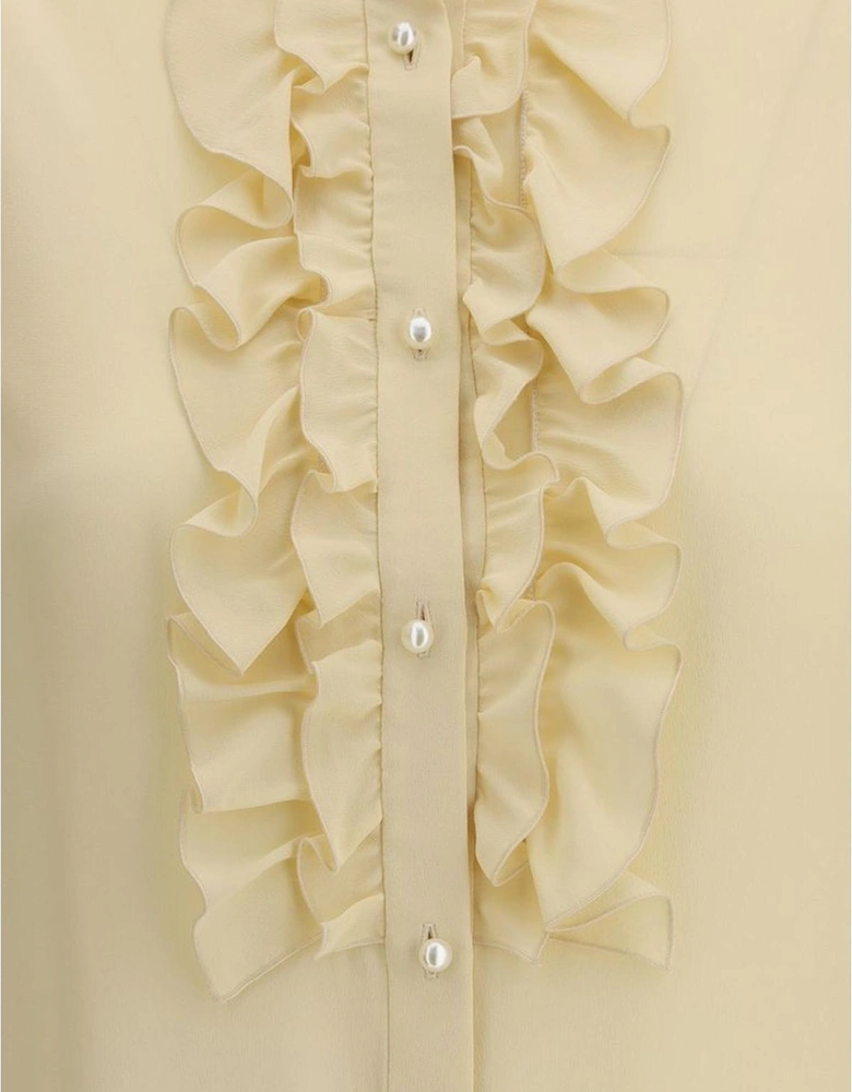 Silk Blouse with Pearl Accents Women - Cream Shirts