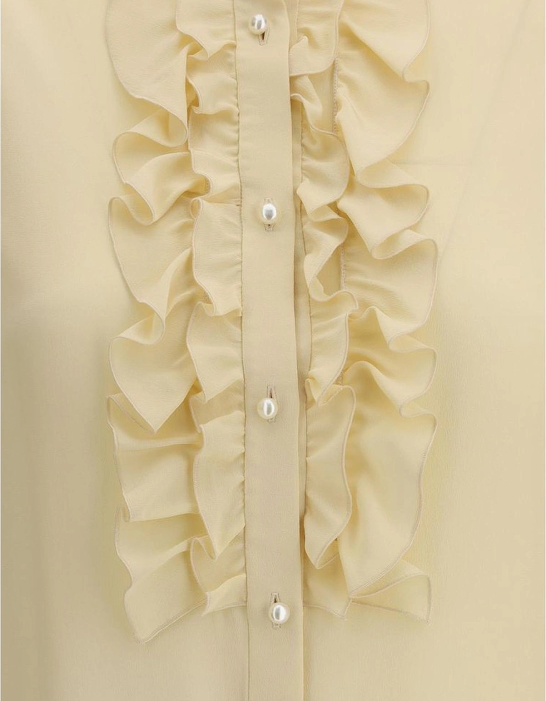 Silk Blouse with Pearl Accents Women - Cream Shirts