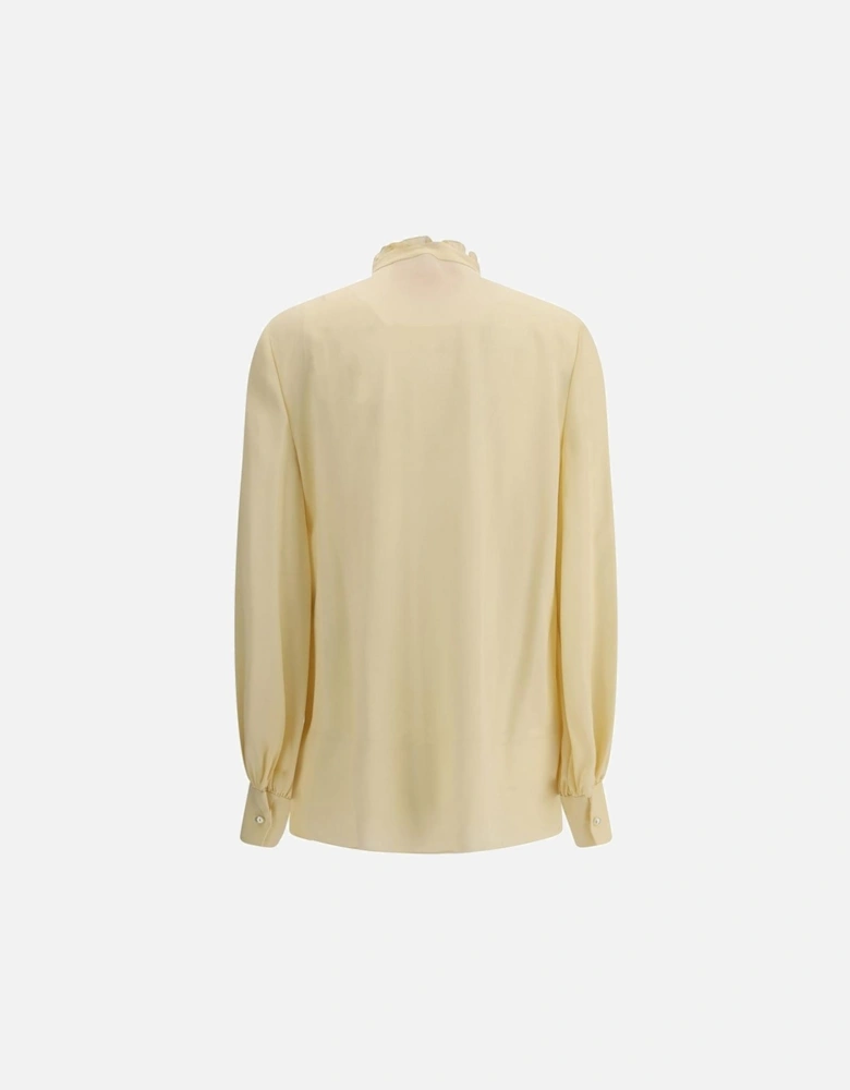 Silk Blouse with Pearl Accents Women - Cream Shirts