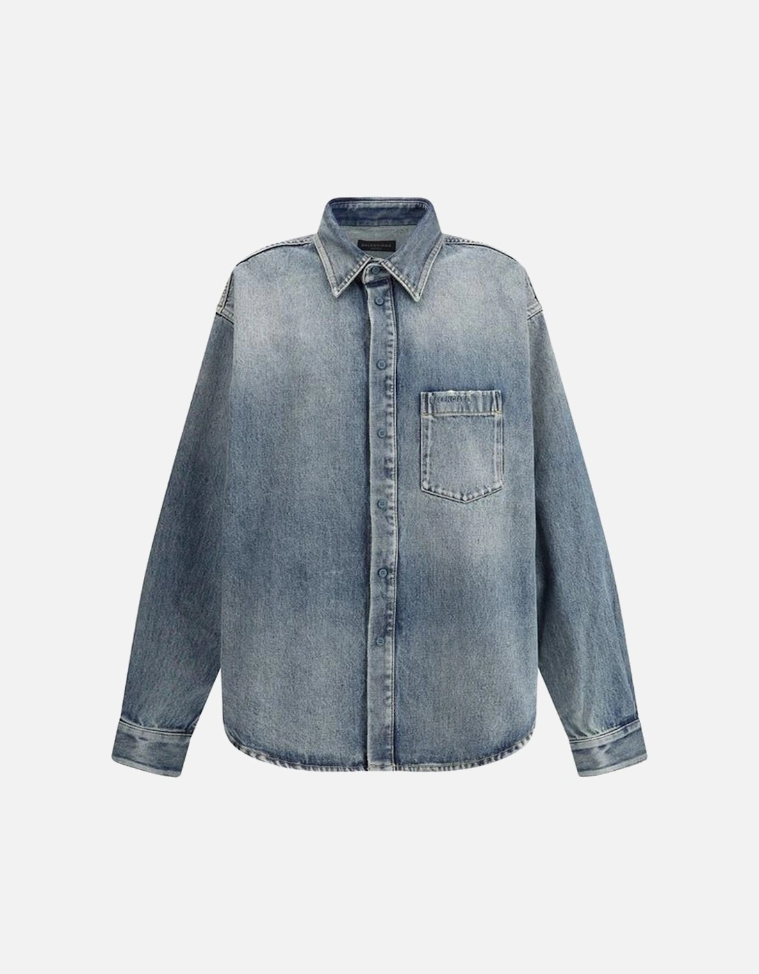 Denim-Effect Cotton Shirt with Monogram Applique Women - Blue, 4 of 3