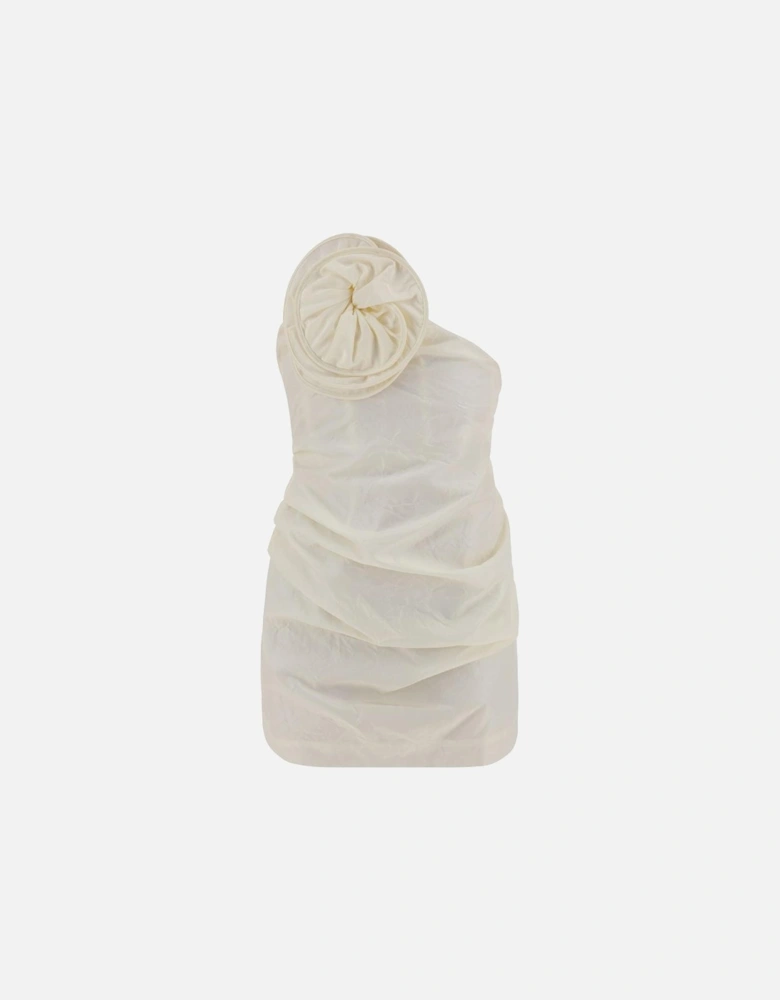 Silk Off-Shoulder Ruched Mini Dress Women - White Dresses