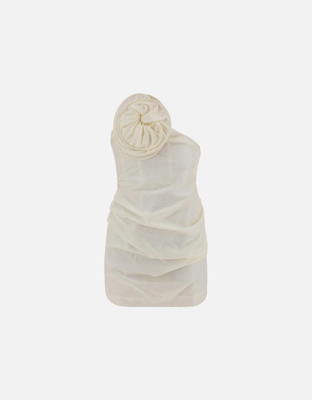 Silk Off-Shoulder Ruched Mini Dress Women - White Dresses, 5 of 4