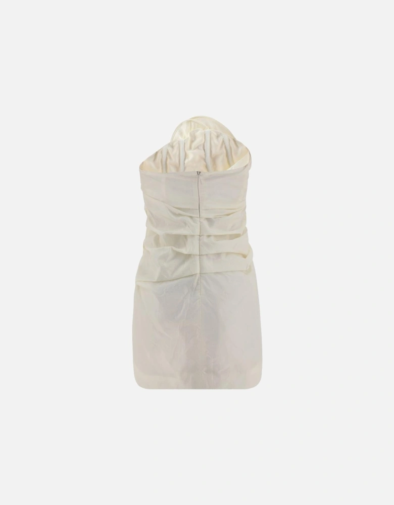 Silk Off-Shoulder Ruched Mini Dress Women - White Dresses