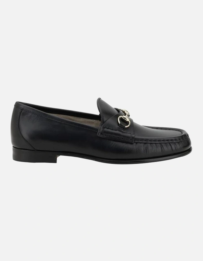 Leather Loafers with Gold-Tone Morsetto Detail Women - Black Flats