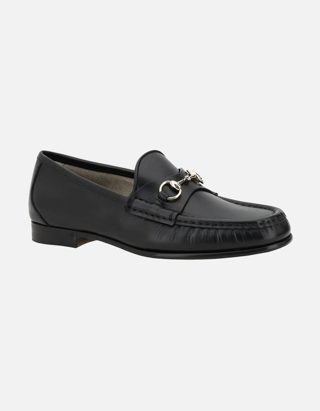 Leather Loafers with Gold-Tone Morsetto Detail Women - Black Flats