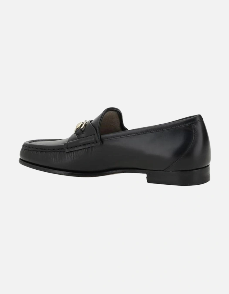 Leather Loafers with Gold-Tone Morsetto Detail Women - Black Flats