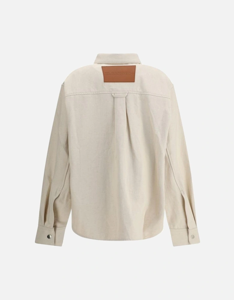 Cotton Denim Classic Collar Shirt Women - Cream